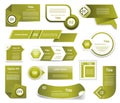 Set of green vector progress, version, step icons