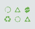 Set of green vector recycle icon. Recycle vector collection Royalty Free Stock Photo