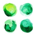 Set of green watercolour stains.