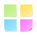 Set of green, yellow, blue, violet sticky notes