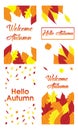 A set of greeting or background cards with autumn leaf theme