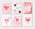 2023 Set of Greeting card, Poster, Flyer, Sale Banner, Voucher, Vector Template Trendy Design with `LOVE` concept, Romance Modern