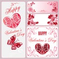 Set of greeting cards and banner happy valentines day Royalty Free Stock Photo