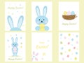 Set greeting cards with easter rabbits vector image