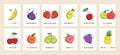 Set of greeting cards Punny fruits with cute fruits and funny phrases. Collection of postcards with kawaii fruits and puns. Vector Royalty Free Stock Photo