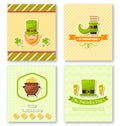 Set Greeting Posters with Traditional Symbols for St. Patricks D Royalty Free Stock Photo