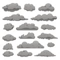 Set of grey clouds of different forms vector