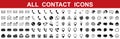 Set grey contact icons, communication signs - for stock Royalty Free Stock Photo