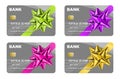 Set credit cards with bow on ribbon Royalty Free Stock Photo