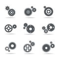 Set of grey Gears. Vector Illustration.