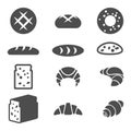 Set of grey icons of bakery products illustration