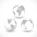 Set Of Grey World Globes vector Illustration