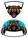 Set of grizzly bear mascot design