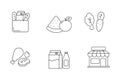 Set of groceries icon in linear style