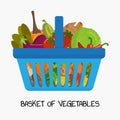 Set of grocery food baskets and shopping carts with different goods such as fruits and vegetables. Vegan concept.