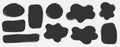 Set of groovy black zigzag wavy figure. Rectangular organic playful shapes with textured border. Art elements