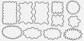 set of groovy curve frame. Drawing doodle wavy border. Circle and rectangle shape. Design elements