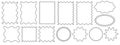 set of groovy curve frame. Drawing doodle wavy border. Circle and rectangle shape. Design outline elements