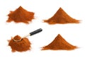 Set of ground red paprika pile on white Royalty Free Stock Photo