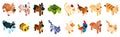 Set group animals minecraft vector illustration