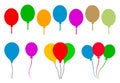 Set group colored helium fly balloons icon - vector Royalty Free Stock Photo