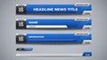 set group news blue lower third for television channel template Royalty Free Stock Photo