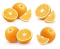 Set of group orange citrus fruit isolated on white