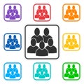 Set of group square icons with 5 peoples Royalty Free Stock Photo