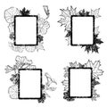 Set of grunge autumn leafs frames