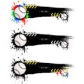 Set grunge banners with blots and baseball balls Royalty Free Stock Photo