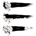 Set grunge banners with blots and baseball balls Royalty Free Stock Photo