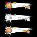 Set grunge banners with blots and basketball balls Royalty Free Stock Photo