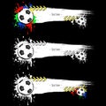 Set grunge banners with blots and soccer balls Royalty Free Stock Photo