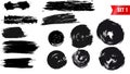 Set grunge black brush. Striples and circle. Royalty Free Stock Photo