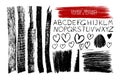 Set of grunge brushes and alphabet