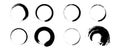 Set of grunge circle brush strokes. Black Round Frames. Elements for design. Vector illustration isolated on white background. Royalty Free Stock Photo