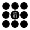 Set of grunge circle brush strokes, design elements. Black color Round Frames, hand drawn elements. Vector Royalty Free Stock Photo