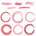 Set of grunge circle brush strokes. Watercolor. vector Royalty Free Stock Photo