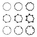 Set of grunge circles. Rounds scribble line circles. Doodle circles for design elements.