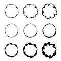 Set of grunge circles. Rounds scribble line circles. Speed lines in circle form.