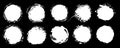 Set Of Grunge Circles. Vector Grunge Round Shapes. Black And White Alpha Channel Shapes, Stains And Dirty Splashes And Spots.