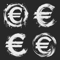 Set of grunge euro signs. Grunge vector illustration