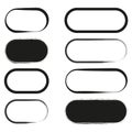 Set of grunge oval buttons. Various oval shapes. Black and white button designs. Vector illustration. EPS 10. Royalty Free Stock Photo