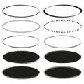 Set of grunge oval frames. Vector illustration. EPS 10.