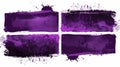 Set of grunge purple banners, splattered and brushed