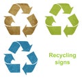 Set of grunge recycling signs