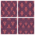 Set of grunge seamless pattern of grapes