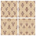 Set of grunge seamless pattern of grapes