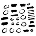 Set of grunge shapes, black isolated on white background, vector illustration.