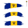 Set of 3 grunge textured flag of Barbados